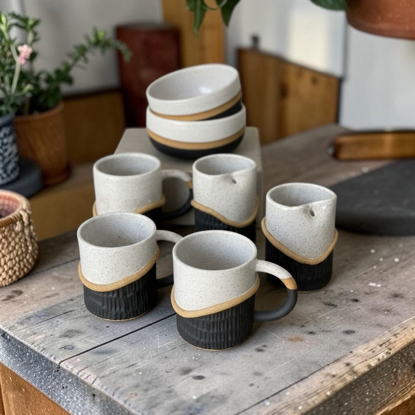 Black & White Carved Mugs & Tumblers