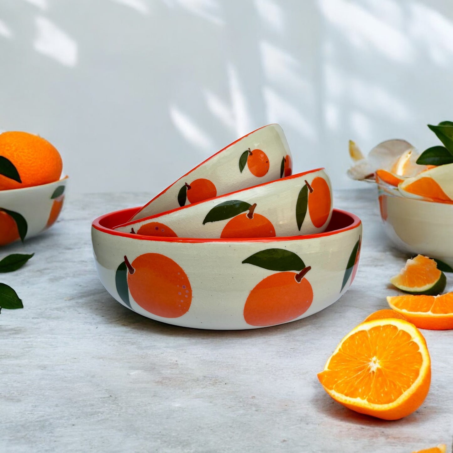Orange nesting bowls