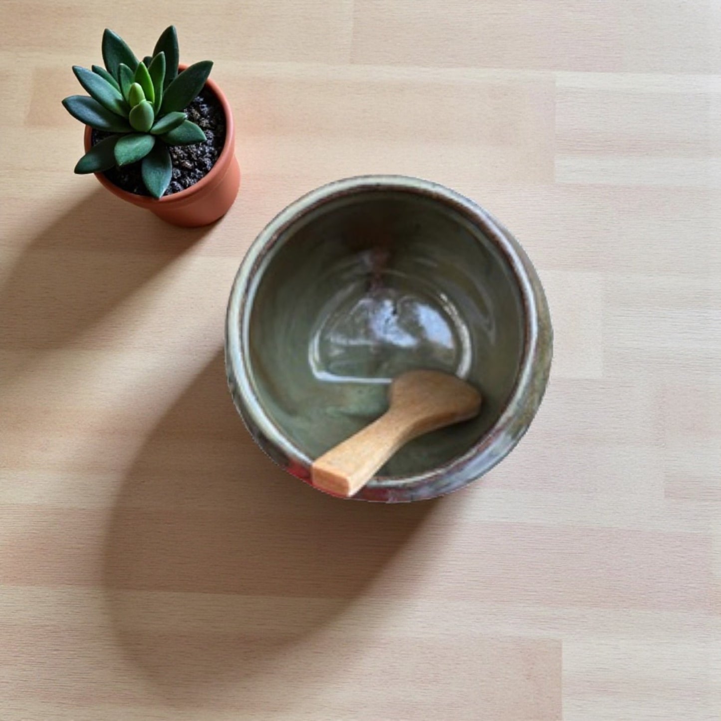 Handmade Ceramic Salt Cellars with Spoon